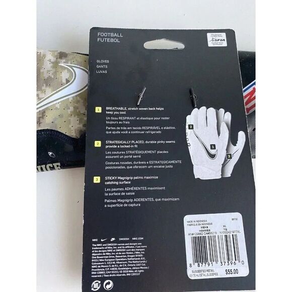 Nike Vapor Jet 6.0 Salute to Service Football Receiver Gloves Camo Men’s Size XL - Picture 7 of 10